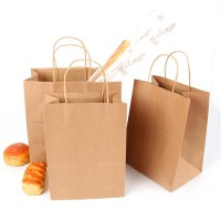 Wholelsale Recyclable Custom Printed Kraft Paper Shopping Bag With Twist Handle